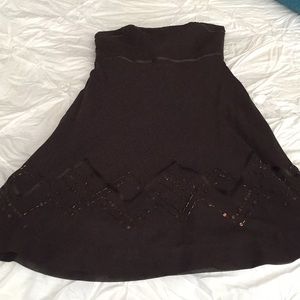 Loft brown strapless dress Petite